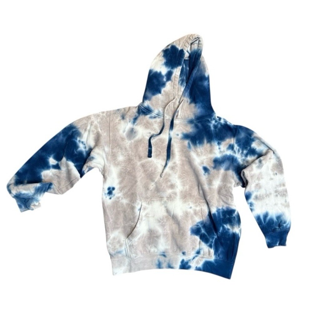 Paperbacks scrunch tie dyed 100% cotton sweatshirt hoodie blue / taupey gray M